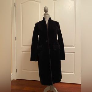 Zara Long Faux Fur Jacket. Fitted Evening Coat w pockets. Shawl Collar NWOT